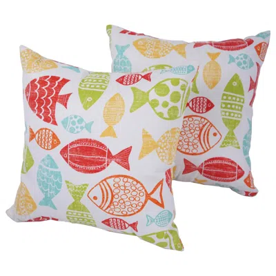 Blazing Needles 17-inch Outdoor Spun Polyester Throw Pillows (set Of 2)