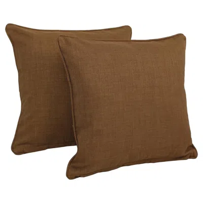 Blazing Needles 18-inch Double-corded Solid Outdoor Spun Polyester Square Throw Pillows With Inserts (set Of 2), Moc