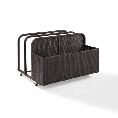 Crosley Furniture Palm Harbor Outdoor Wicker Pool Storage Caddy Brown
