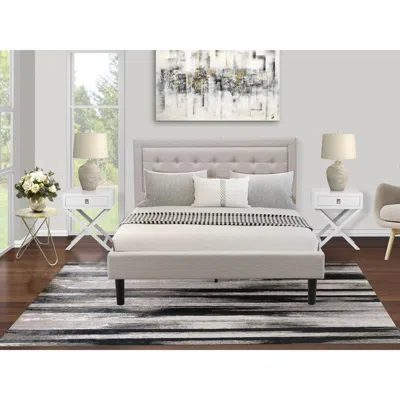 East West Furniture Fn08q-2hae0 3-piece Fannin Bedroom Furniture Set With 1 Modern Bed And 2 Mid Century Modern Nightsta