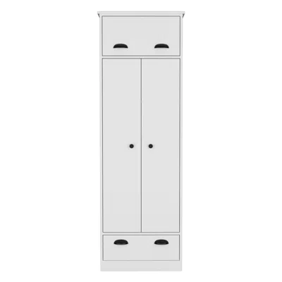 Depot E-shop Tifton Armoire With Hinged Drawer, 2-doors And 1-drawer, White