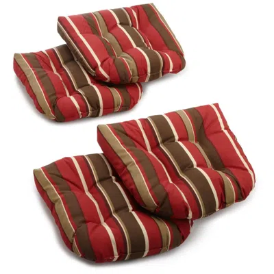Blazing Needles 19-inch U-shaped Spun Polyester Outdoor Tufted Dining Chair Cushions (set Of 4)