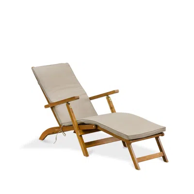East West Furniture Patio Chair Lounge - Outdoor Acacia Wood Sunlounger Chair For Poolside, Deck, Lawn, 59x21x35 Inch, N