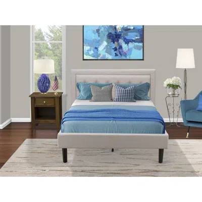 East West Furniture Fn08f-1ga08 2-pc Platform Full Size Bed Set With 1 Wood Bed Frame And A Wood Nightstand - Mist Beige
