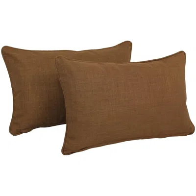 Blazing Needles 20-inch By 12-inch Double-corded Solid Outdoor Spun Polyester Back Support Pillows With Inserts (set