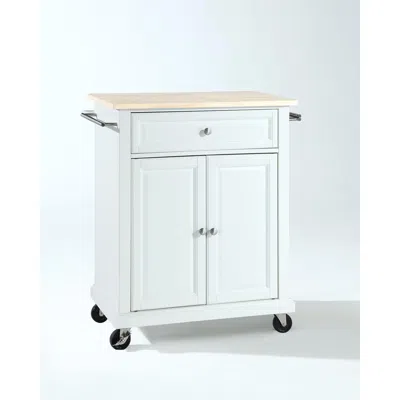 Crosley Furniture Compact Wood Top Kitchen Cart White/natural