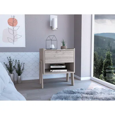 Depot E-shop Echo Nightstand, One Open Shelf, One Drawer, Countertop, Four Legs -light Grey, For Bed