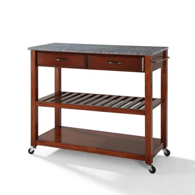 Crosley Furniture Granite Top Kitchen Prep Cart Cherry/gray