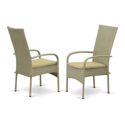 East West Furniture Wicker Patio Chair Natural Linen, Oslc103a