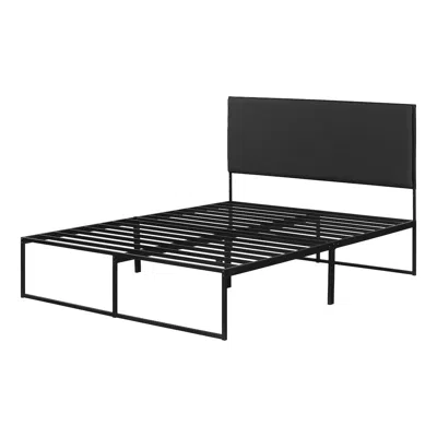 South Shore Furniture Mezzy Upholstered Metal Bed, Gray And Pure Black