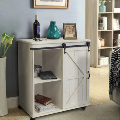 American Furniture Classics Os Home And Office Model 477001 Farm House, Weathered, Sliding Barn Door Storage Cabinet With Five S