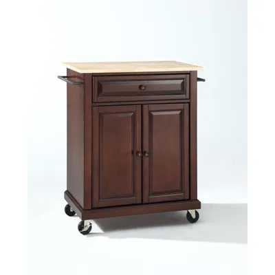 Crosley Furniture Compact Wood Top Kitchen Cart Mahogany/natural
