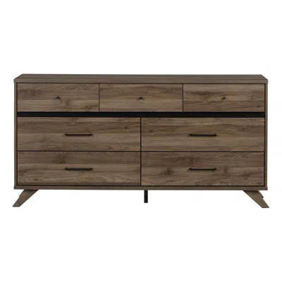 Shop South Shore Furniture Flam 7-drawer Double Dresser, Natural Walnut And Matte Black