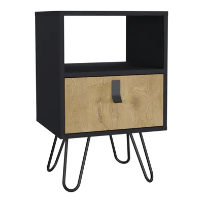 DEPOT E-SHOP TOKA NIGHTSTAND, SLEEK DESIGN WITH HAIRPIN LEGS AND DRAWER 