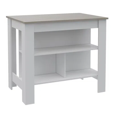 DEPOT E-SHOP ANTIBACTERIAL DELOS KITCHEN ISLAND WHITE-LIGHT GREY 