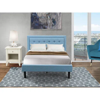 East West Furniture Fn11f-1ga0c 2-piece Platform Full Bedroom Set With 1 Full Bed Frame And A Wooden Night Stand - Denim