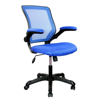 Techni Mobili Mesh Task Office Chair With Flip Up Arms. Color: Blue