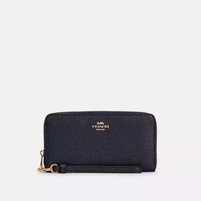Coach Outlet Long Zip Around Wallet With Detachable Card Case In Blue