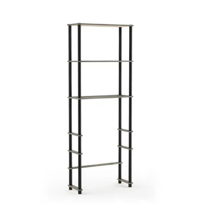Furinno Turn-n-tube Toilet Space Saver With 3 Shelves, French Oak Grey/black, 99763gyw/bk