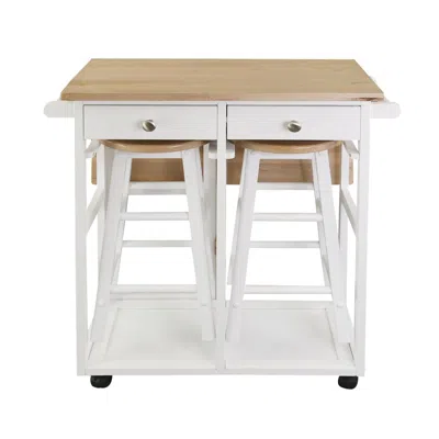 American Trails Breakfast Cart With Drop-leaf Table, American Maple Top, Square - White