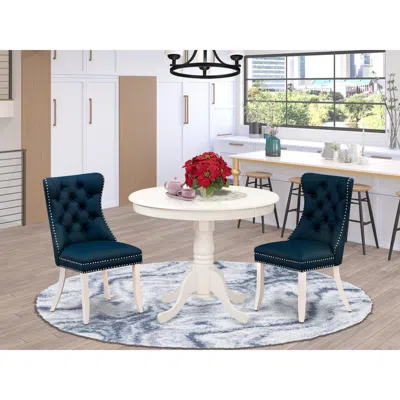 East West Furniture 3 Piece Dining Room Furniture Set Consists Of A Round Kitchen Table