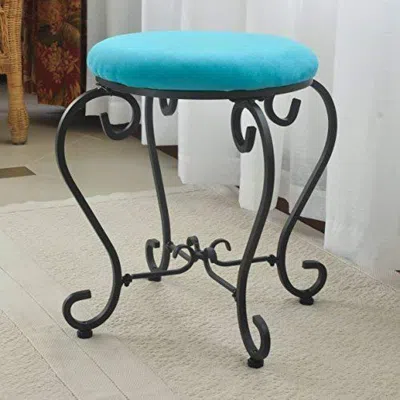 International Caravan Round Iron Vanity Stool With Cushion
