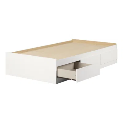 South Shore Furniture Hourra Mates Bed With 3 Drawers, Pure White
