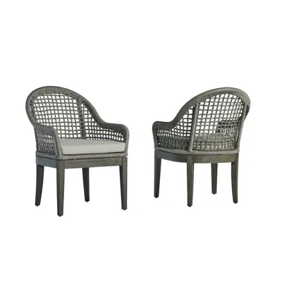 Best Quality Furniture Outdoor Patio Dining Chairs (set Of 2) - Gray Acacia Wood Frame,rope Design