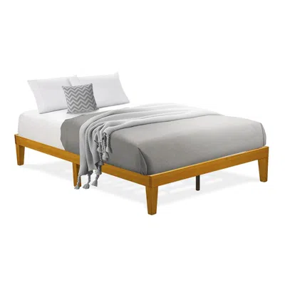 East West Furniture Dnp-23-f Full Size Platform Bed Frame With 4 Solid Wood Legs And 2 Extra Center Legs - Oak Finish