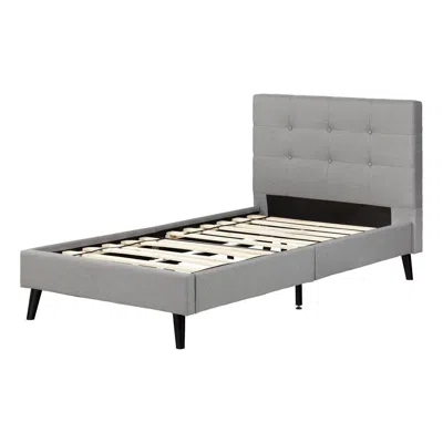 South Shore Furniture Dylane Upholstered Platform Bed And Headboard, Soft Gray