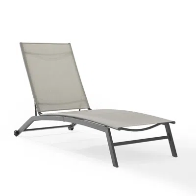 Crosley Furniture Weaver Outdoor Sling Chaise Lounge Light Gray/matte Black