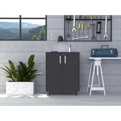 Depot E-shop Hartford Storage Cabinet, Two-door Cabinet, Two Internal Shelves, Caster Wheels, Padloc