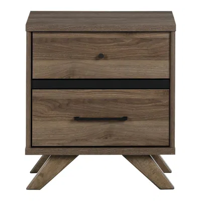 South Shore Furniture Flam 2-drawer Nightstand, Natural Walnut And Matte Black
