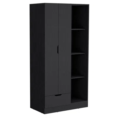 Depot E-shop Toccoa Armoire With 1-drawer And 4-tier Open Shelves, Black