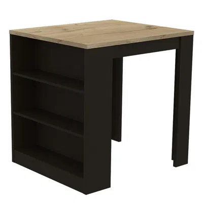 Depot E-shop Milos Kitchen Island Table Black Wengue-light Oak
