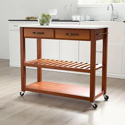 Crosley Furniture Stone Top Kitchen Prep Cart Cherry/white