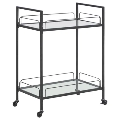 Coaster Co. Of America Curltis Serving Cart With Glass Shelves Clear And Black