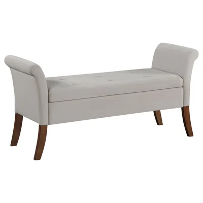 Coaster Farrah Upholstered Rolled Arms Storage Bench Beige And Brown