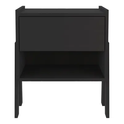 Depot E-shop Caladium Night Stand-one Drawer, One Open Shelf-black, For Bedroom