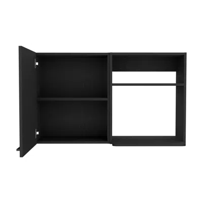 DEPOT E-SHOP DEPOT E-SHOP SALENTO 2 STACKABLE WALL-MOUNTED STORAGE CABINET WITH 2 SIDE SHELF, BLACK 