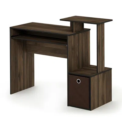 Furinno Econ Multipurpose Home Office Computer Writing Desk W/bin, Columbia Walnut/dark Brown, 12095cwn/dbr