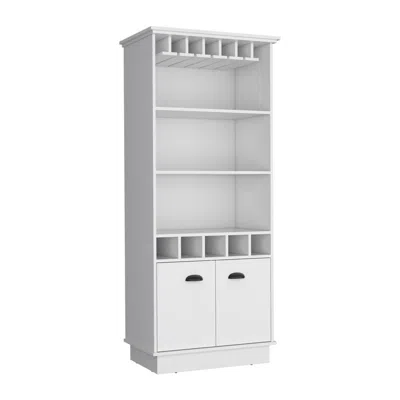 Depot E-shop Bar Cabinet With Wine Rack, Three Open Storage Shelves And One Cabinet,white