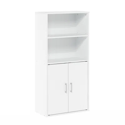 Furinno Pasir Storage Cabinet With 2 Open Shelves And 2 Doors, White