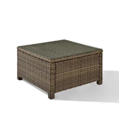 Crosley Furniture Bradenton Outdoor Wicker Sectional Coffee Table Weathered Brown