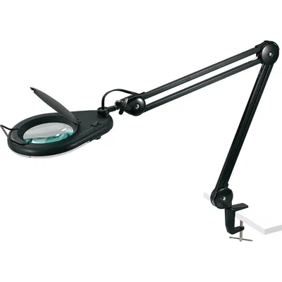 Lorell Magnifier Lamp With Clamp-on - 33" Height - 5.1" Width - 22 W Bulb - Glass, Metal - Black