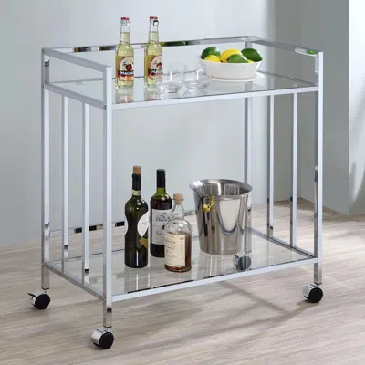Coaster Co. Of America Cara Rectangular Glass Bar Cart Chrome