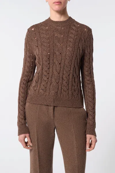 Gabriela Hearst Anthea Knit Sweater In Chocolate Multi Cashmere In Chocolate Multi