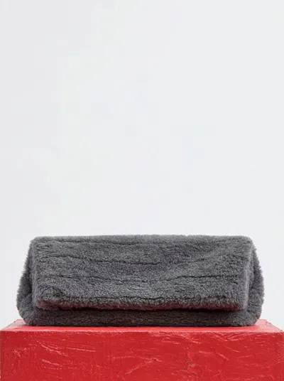 Gabriela Hearst Phoebe Clutch In Dark Grey Virgin Wool Silk Cashmere Fur In Dark Grey