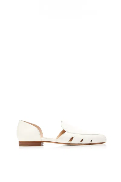 Gabriela Hearst Rory Cutout Textured-leather Loafers In Cream