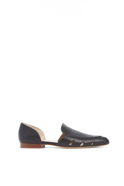 Gabriela Hearst Rory Flat Shoe In Black Textured Leather In Black